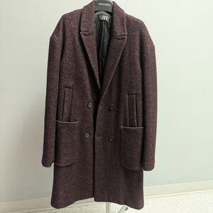 Simons Deep Burgundy Double-Breasted Pea Coat